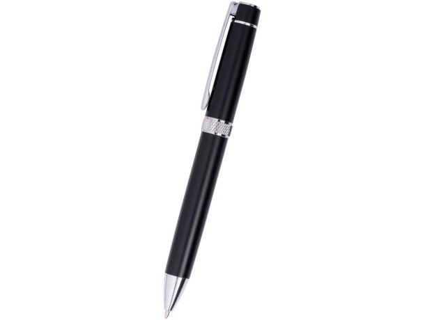Bolígrafo metálico de aluminio negro terminales cromo negro