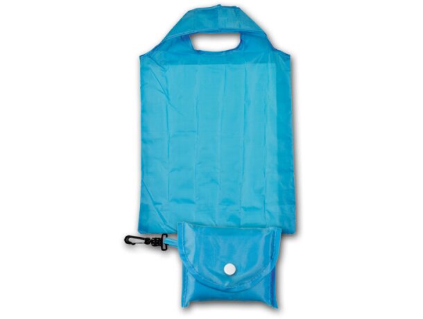 Bolsa plegable personalizada poliéster resistente ultracompacta azul 43x39