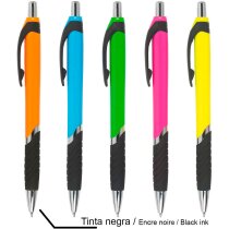 Bolígrafo plástico publicitario retráctil Kaster negro surtido