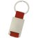 Llavero metálico rectangular con cinta a color Matt Rojo