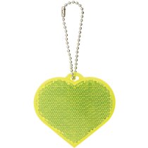 Llavero de corazon personalizable en blanco y amarillo reflectante abs