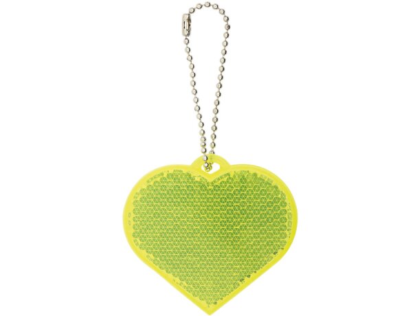 Llavero de corazon personalizable en blanco y amarillo reflectante abs