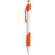 Bolígrafo en plástico blanco con detalles en colores naranja