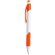 Bolígrafo en plástico blanco con detalles en colores naranja