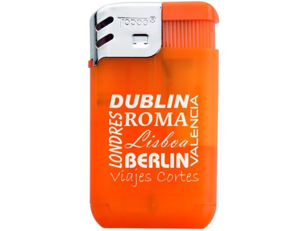 Mechero personlizado Vogue recargable con sistema piezoeléctrico azul verde personalizado naranja