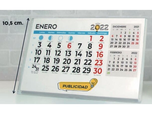Calendario de mesa con soporte de plástico motivos estandar personalizado