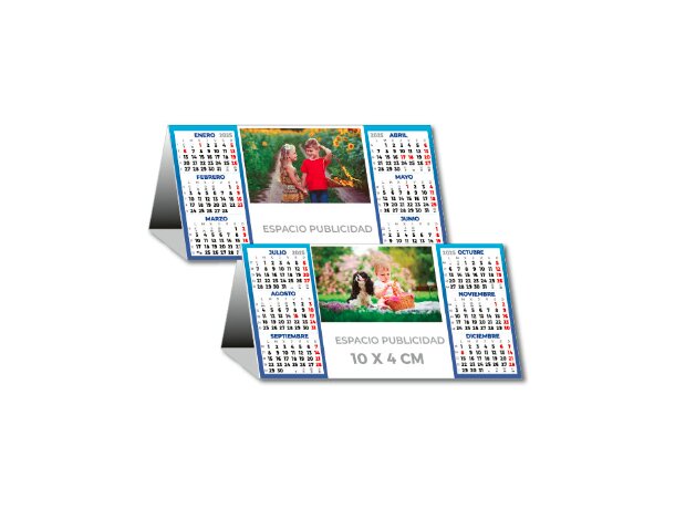 Calendario sobremesa con logo semestral plastificado brillo detalle 5