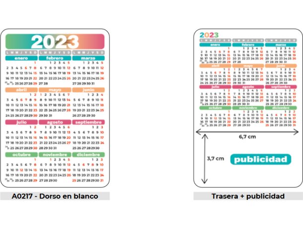 Calendario De Bolsillo Con Motivos Estanadares Para Personalizar