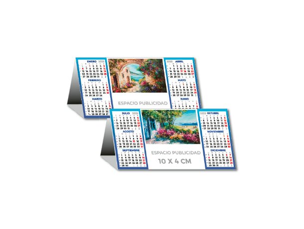 Calendario sobremesa con logo semestral plastificado brillo detalle 3