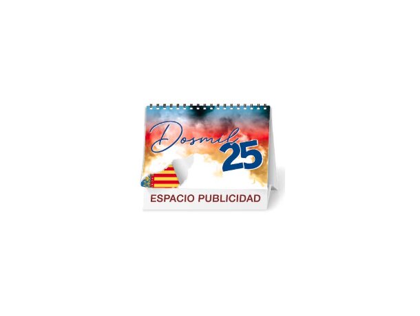 Calendario sobremesa con logo papel brillo detalle 3