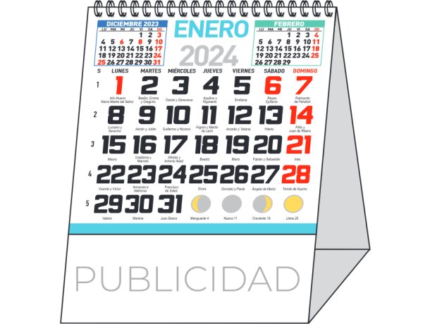 Calendario de sobremesa mini 7 hojas detalle 1