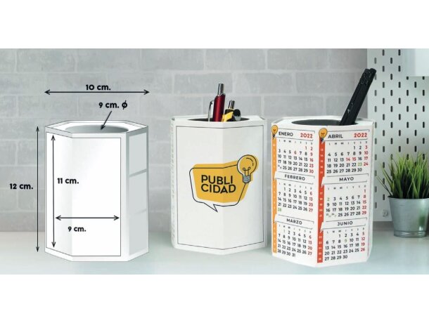 Botes calendario de mesa con forma exagonal automontable detalle 1