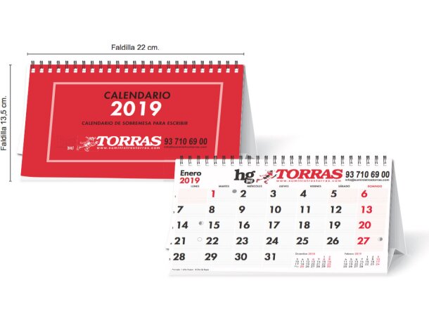 Calendario De Mesa Con 13 Hojas Y Wire-o Atodo Color personalizado