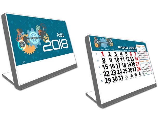 Calendario de mesa con soporte de plástico motivos estandar