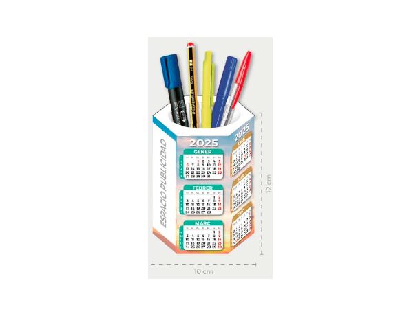 Porta lápices calendario cartoncillo Cubilete detalle 1