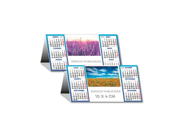 Calendario sobremesa con logo semestral plastificado brillo detalle 2