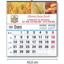 Calendario de pared de papel brillante de envarillado