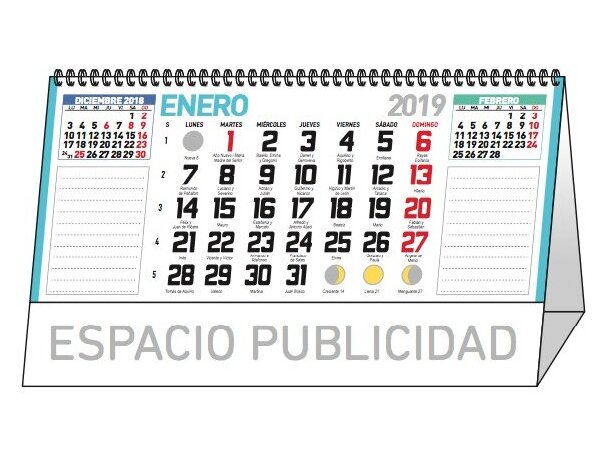 Calendario de sobremesa 13 hojas mensual notas