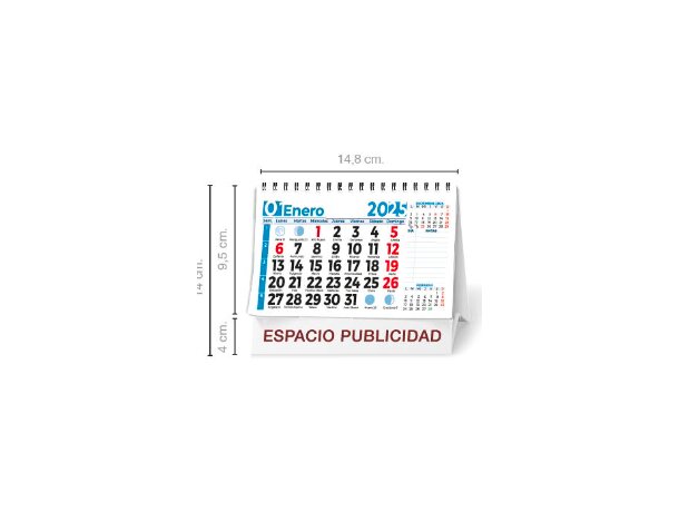 Calendario sobremesa con logo papel brillo detalle 2
