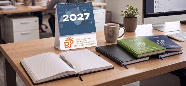 Agendas y calendarios 2027 promocionales con logo