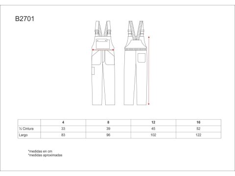 Tabla medidas del producto 81328