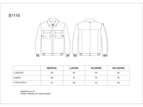 Tabla medidas del producto 81772