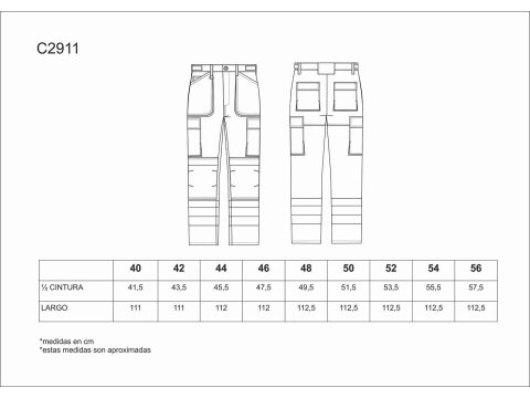 Tabla medidas del producto 81543