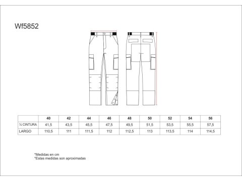 Tabla medidas del producto 81510