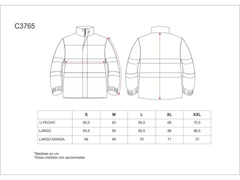 Tabla medidas del producto 81590