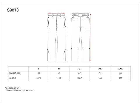 Tabla medidas del producto 81464