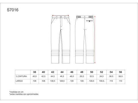 Tabla medidas del producto 81532