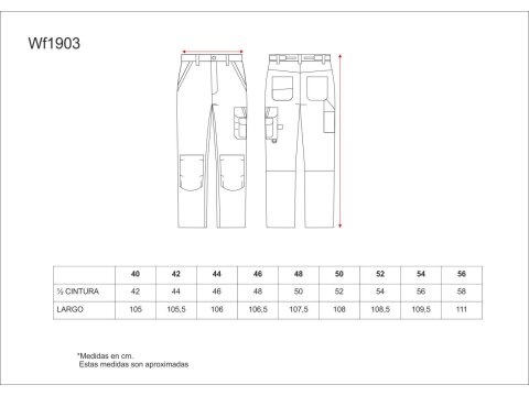 Tabla medidas del producto 81504