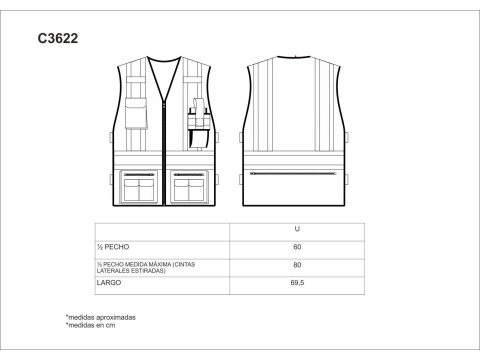 Tabla medidas del producto 81645