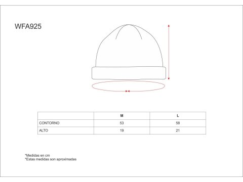 Tabla medidas del producto 81330