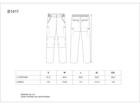 Tabla medidas del producto 81749