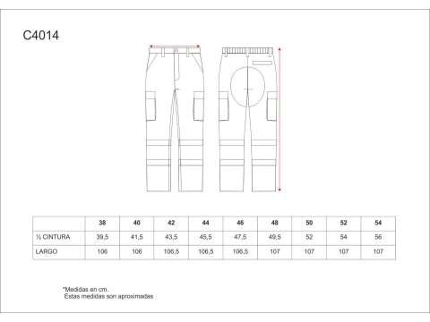 Tabla medidas del producto 81580