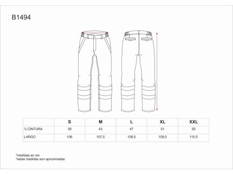 Tabla medidas del producto 81677