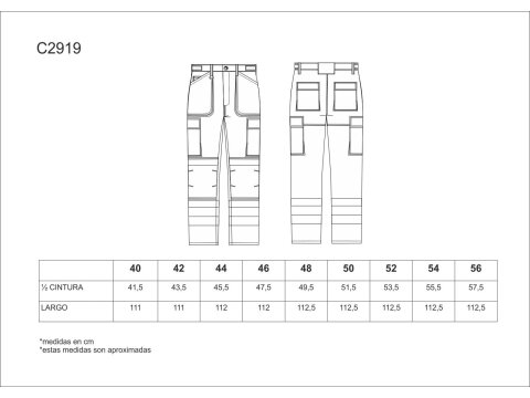 Tabla medidas del producto 81639