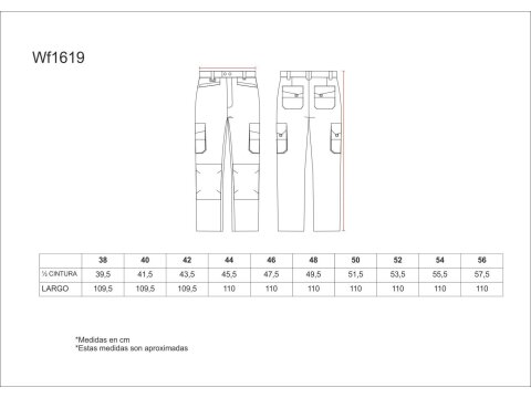 Tabla medidas del producto 81519