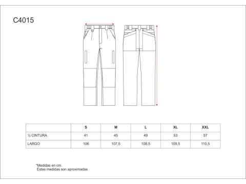 Tabla medidas del producto 81739