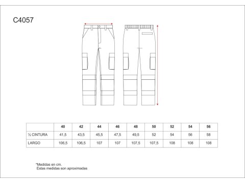 Tabla medidas del producto 81596