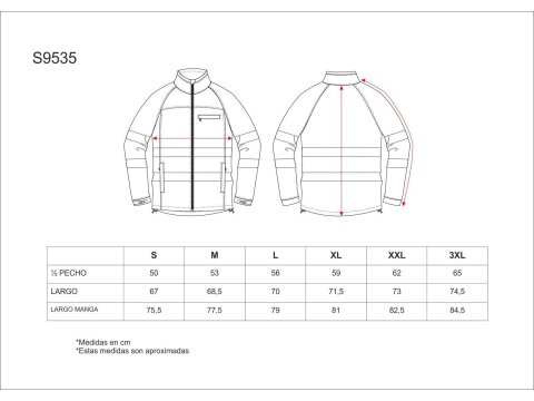 Tabla medidas del producto 81557