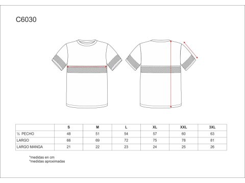 Tabla medidas del producto 65030